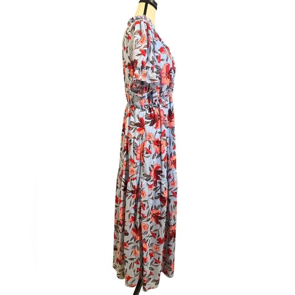 Elegant Floral Maxi Dress in Blue and Red - Picture 5 of 7